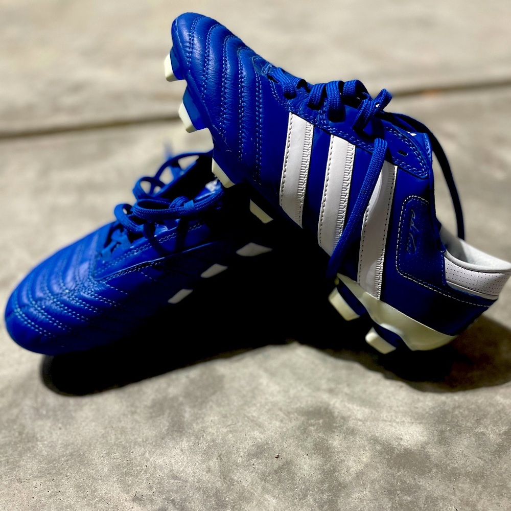 Adidas ADIPURE III TRX FG White Blue Leather Football Soccer Cleats